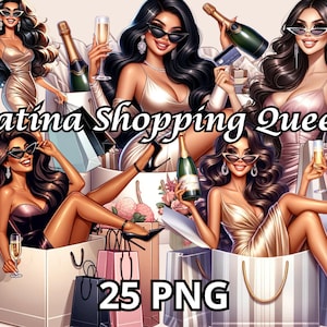 Latina Shopping Queen, 25 PNG, Glam Girl Png, Fashion Girl Png, Fashion Png, Shopping Girl Clipart, Fashionista Clipart, Latina Png, Luxe