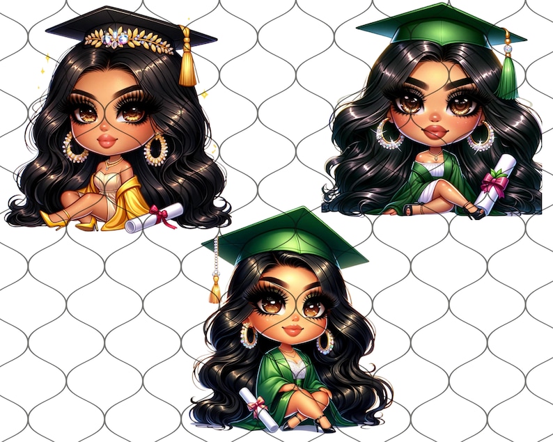 Chibi Chicana Graduation, 20 PNG, Chibi Latina Graduation, Graduation Png, Diploma Clipart, College Clipart, Graduation Clipart, Latina Png image 5