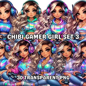 Chibi Gamer Girl Set 3, 30 PNG, Gamer Girl, Chibi Gamer, Chibi Girl, Gamer Clipart, Gamer Girl, Cute Gamer, Gamer Png, Chibi Dolls, Chibi Png