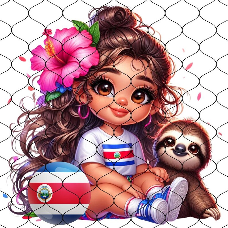 Chibi Cute Costa Rican Baby Girl Clipart, 20 Png, Costa Rican Girl Png ...