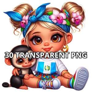 Chibi Cute Guatemalan Baby Girl Clipart, 30 PNG, Guatemalan Girl Png, Guatemala Png, Guatemala Flag,Guatemalan Png,Chibi Girl Png,Latina Png