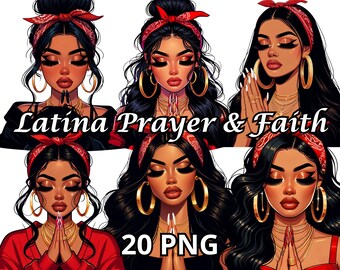 Latina Prayer & Faith, 20 PNG, Latina Woman Png, Chicana Clipart, Latina Girl Png, Praying Chicana Woman, Latina Png, Hispanic Clipart