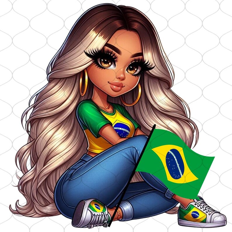 20 Gorgeous Chibi Brazilian Blonde Girl Png, Brazil Clipart, Chibi Girl ...