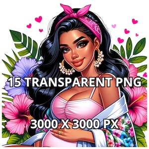 Lindo clipart exótico de latina grávida, 15 PNG, clipart de gravidez, clipart de maternidade, mulher latina png, clipart de menina de verão, clipart de menina de praia