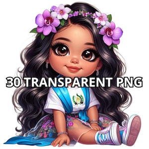 Chibi Cute Guatemalan Baby Girl Clipart, 30 PNG, Guatemalan Girl Png, Guatemala Png, Guatemala Flag,Guatemalan Png,Chibi Girl Png,Latina Png