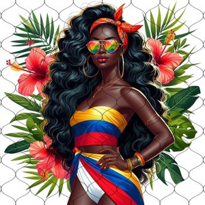 Black Colombian Girl Png, 25 PNG, Proud Colombian Girl, Colombian
