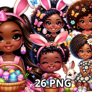 Ostern süße schwarze Mädchen Png, 26 PNG, Ostern Clipart, schwarze Mädchen Clipart, Ostern Png, schwarze Mädchen Png, Hase Clipart, kleine schwarze Mädchen Clipart