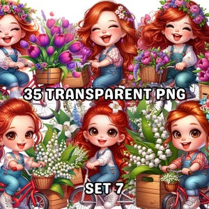 35 Carino Chibi Bambina Giardiniere Set 7, Chibi Ragazza Png, Bambina Png, Bambina Png, Chibi Ragazza Clipart, Primavera Png, Carino Primavera Clipart