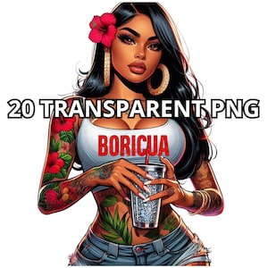 Tattooed Boricua Png, 20 Png, Boricua Clipart, Puerto Rico Png, Proud Puerto Rican Png, Puerto Rican Girl Png, Tattooed Girl Png, Latina Png