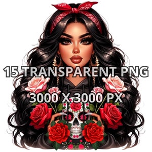 15 Latina Png, Sudadera con capucha Skull Roses, Hermosa Mujer Chicana, Mujer Latina Png, Chicana Clipart, Chica Latina Png, Latina Png, Clipart Hispana