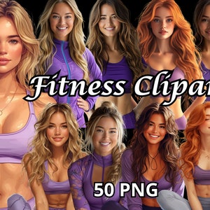 Fitness Clipart, 50 PNG, Fitness Girl Png, Fashion Girl Clipart, Gym Clipart, Fitness Png, Health Clipart, Gym Png, Sport Clipart, Exercise