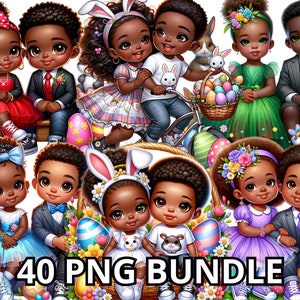 Pâques mignon noir fille & garçon Png, 40 PNG, mignon petit couple noir, Pâques Clipart, Black Girl Clipart, Black Boy Clipart, Pâques Png, Black Kids