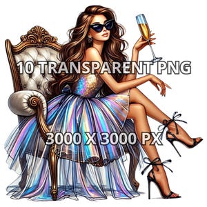 Fashion Girl Clipart, 10 PNG, Glam Girl Png, Fashionista Clipart, Fashion Clipart, Luxury Png, Fashion Girl Png, Birthday Girl Clipart