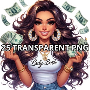 Latina Millionaire Png, 25 PNG, Clipart Lady Boss, Clipart Girl Boss, Clipart Boss Babe, Hustle Girls Clipart, Ragazza con soldi Png, Chicana