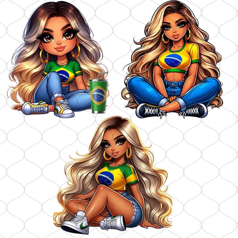 20 Gorgeous Chibi Brazilian Blonde Girl Png, Brazil Clipart, Chibi Girl ...