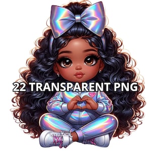 Chibi süßes schwarzes Baby Mädchen Png, 22 Png, schwarzes Mädchen Clipart, kleines schwarzes Mädchen Clipart, schwarzes Mädchen Png, Chibi Mädchen Png, Chibi Mädchen Clipart