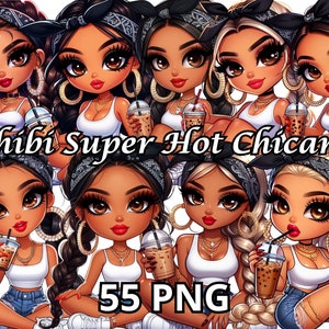 Chibi Super Hot Chicana, 55 PNG, Chicana Clipart, Chibi Dolls Png, Chibi Girl Png, Latina Woman Png, Latina Clipart, Chicana Png, Chibi Png