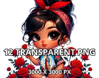 Chibi Cute Latina Baby Girl Png, 12 Png, Latina Princess Clipart, Hispanic Girl Png, Chibi Girl Clipart, Chibi Girl Png, Chibi Dolls Png