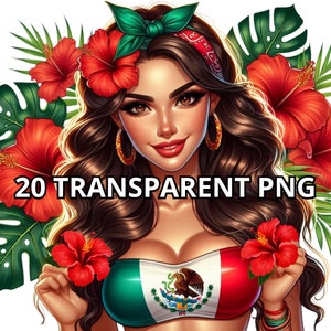 Magnifique fille mexicaine Clipart, 20 Png, Chicano femme Png, Latina femme Png, Chicana Clipart, Latina Girl Png, Mexicana Png, Summer Girl Clipart