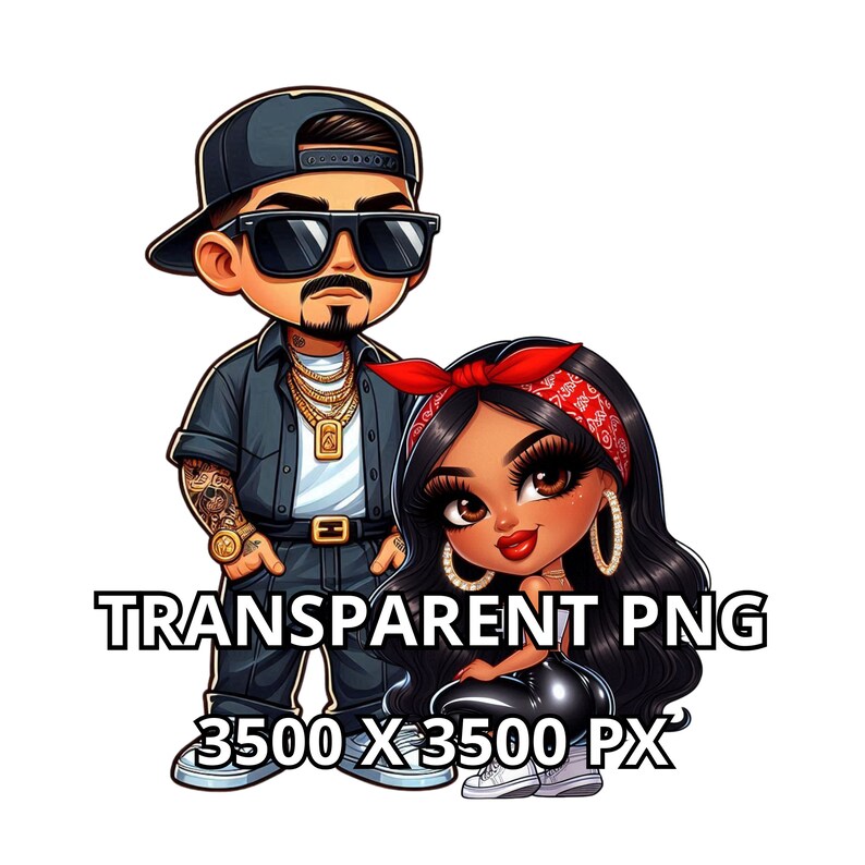 Chibi Chicano Couple Clipart, TRANSPARENT PNG, Latin Couple Png, Love ...