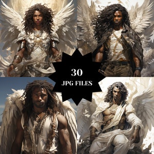 30 schwarzer männlicher Engel, JPG, schwarzer Engel, christliche Kunst, religiöse Kunst, schwarzer männlicher Engel, starker Afro-Mann, Afro-Mann, afroamerikanischer Mann
