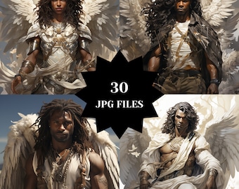 30 Black Male Angel, JPG, Black Angel, Christian Art, Religious Art, Black Man Male Angel, Strong Afro Man, Afro Man, African American Man