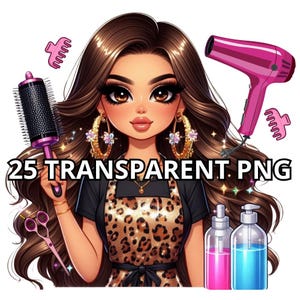 25 Chibi Brown Hair Hairdresser Clipart, Hairdresser Png, Salon Girl Illustration, Chibi Hairdresser, Stylist Clipart, Hairstylist Illustration