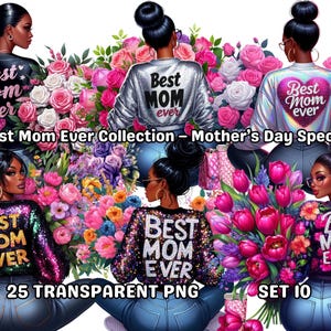Colección "La mejor mamá del mundo": Set especial del Día de la Madre (10, 25 PNG), Mujer negra (Png), Chica negra mágica (Png), Reina negra (Png), Mamá (Png), Clipart de mamá