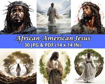 30 African American Jesus, JPG PDF 14 INCHES, Black Jesus, Christian Art, Religious Png, Jesus Christ Art, Jesus Clipart, Faith Hope Love