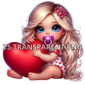 Chibi Super süßes Valentinstag Blondes Baby Mädchen Png, 25 PNG, Valentinstag Clipart, Valentinstag Mädchen Png, Chibi Mädchen Png, Chibi Mädchen Clipart