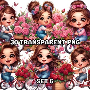 30 Carino Chibi Bambina Giardiniere Set 6, Chibi Ragazza Png, Bambina Png, Bambina Png, Chibi Ragazza Clipart, Primavera Png, Carino Primavera Clipart