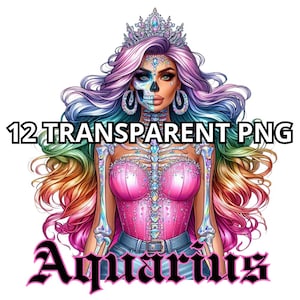 Regenbogen-Diamant-Sternzeichen-Mädchen-Png, 12 transparente PNG, halb Frau, halb Skelett, Sternzeichen-Png-Bundle, Sternzeichen-Png, Sternzeichen-Png, Sternzeichen-Design