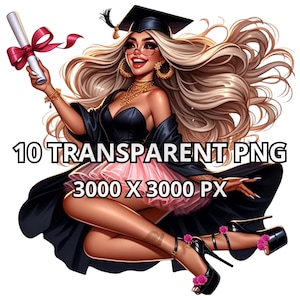 Hermosa chica de graduación Clipart, 10 PNG TRANSPARENTE, Graduación Png, Diploma Clipart, College Clipart, Graduación Clipart, Fashion Girl Png
