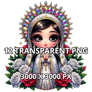 Chibi Lindo Diamante Nuestra Señora, 12 Png, Virgen María Png, Madre de Dios, Nuestra Señora Png, Chibi Niña Clipart, Chibi Niña Png, Virgencita Png