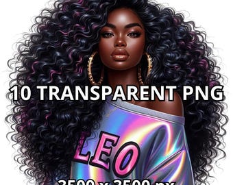 10 x Leo Zodiac Sign Png, Leo Zodiac Sign Clipart, Black Woman Png,Black Girl Png,Black Girl Magic Png,Black Queen Png,Afro Girl Png,Leo Png
