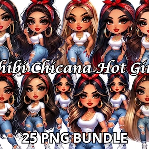 Chibi Chicana Hot Girl, 25 PNG, Chicana Clipart, Chibi Dolls Png, Chibi Girl Png, Mujer Latina Png, Latina Clipart, Chicana Png, Chibi Png