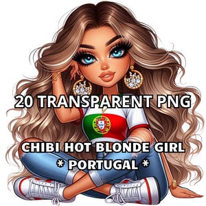 20 Chibi Hot Blonde Girl - Portugal, Linda Garota Portuguesa, Portugal Png,Latina Png,Chibi Girl Png,Portugal Clipart,Proud Portuguese Girl