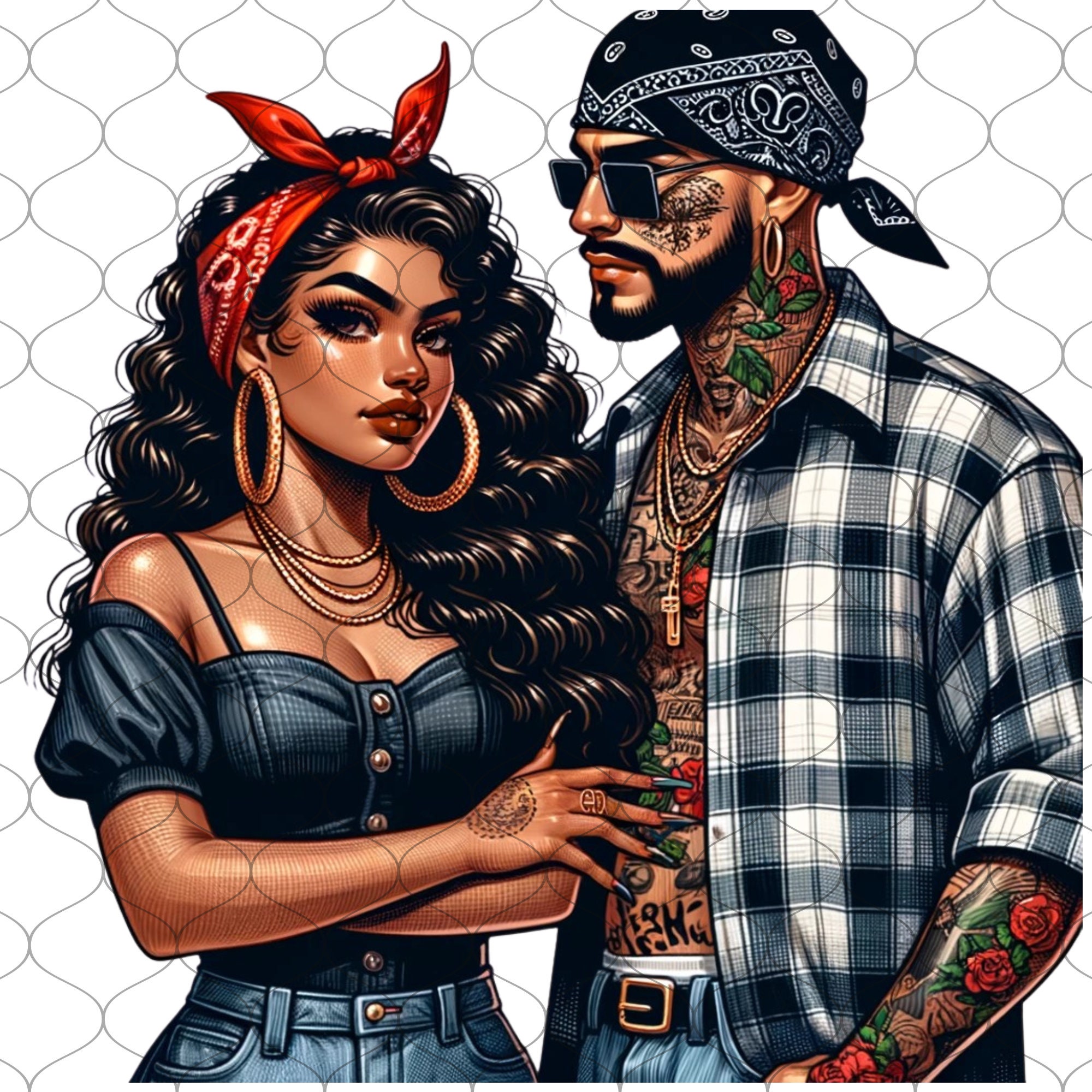 Cholo Couple Drawings - k8o52u0