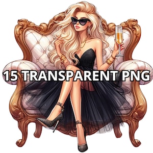 Clipart per ragazza alla moda, 15 PNG, PNG per ragazza glam, Clipart per fashionista, Clipart di moda, Clipart per capo ragazza, Clipart per ragazza glam, Png di lusso, Png di moda