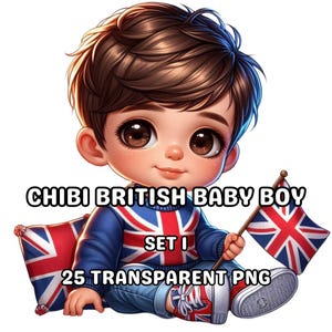 25 Carino Chibi British Baby Boy Set 1, Chibi Boy Png, Chibi Boy Clipart, Chibi britannico, Chibi UK, UK Png, UK Clipart, Chibi Baby Boy Png