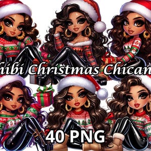 Chibi Kerstmis Chicana, 40 Png, Kerstmis Chicana Png, Latina Png, Chicana Clipart, Latina Clipart, Latina Vrouw Png, Chicana Png, Chibi Girl Png