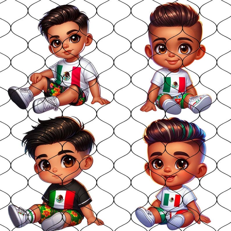 35 Chibi Cute Mexican Baby Boy Clipart, Latino Boy Clipart, Mexican Boy