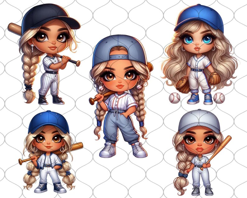 Chibi Blonde Baseball Girl, 30 TRANSPARENT PNG, Baseball Girl Clipart ...