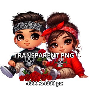 Chibi Süßes Chicano Paar Png, TRANSPARENT PNG, Latein Paar Png, Süßes Hispanic Paar, Mexikanisches Paar, Chicana Png, Mexicana Png, Latina