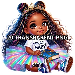 Conjunto de 20 bebés milagrosos, niña negra chibi (PNG), niña negra (PNG), niña chibi (PNG), niña afro