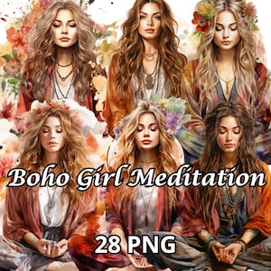 Boho Girl Meditation, 28 PNG, Self Love Clipart, Self Care Png, Meditation Clipart, Yoga Png, Meditation Png,Spiritual Clipart,Spiritual Png