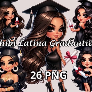 Chibi Latina-Abschluss, 26 PNG, Abschluss-Png, Diplom-Clipart, College-Clipart, Abschluss-Clipart, Chibi-Stil-Frau-Clipart, Latina-Png