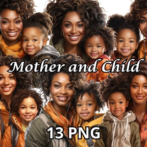 Mãe e Filho, 13 PNG, Clipart Dia das Mães, Dia das Mães, Clipart Mãe, Clipart Mulheres Negras, Mãe Png, Clipart Maternidade, Menina Negra Png