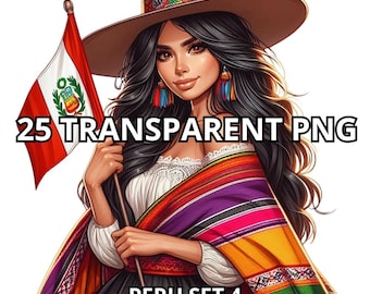 25 Gorgeous Peruvian Girl Clipart Set 4, Peru Png, Peru Clipart, Peruvian Girl Png, Latina Clipart, Latina Png, Proud Peruvian, Latina Woman