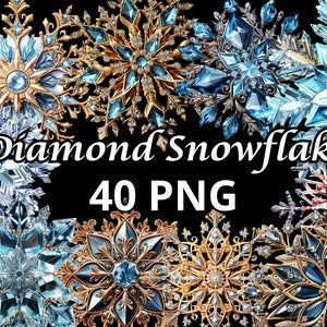 Diamond Snowflake, 40 PNG, Sneeuwvlok Png, Kerst Png, Sneeuwvlokken Clipart, Kerst Clipart, Winter Clipart, Sparkly Sneeuwvlok, Gezellige tijd